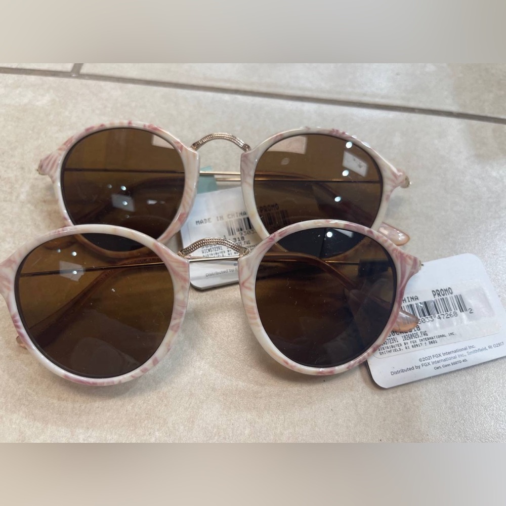 CaliBlue 58880CAL318 Marble Leaf Gold Brown Round Womens Sunglasses 100% UV